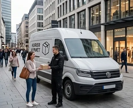 KEP-Kurierfahrer bei der Paketzustellung